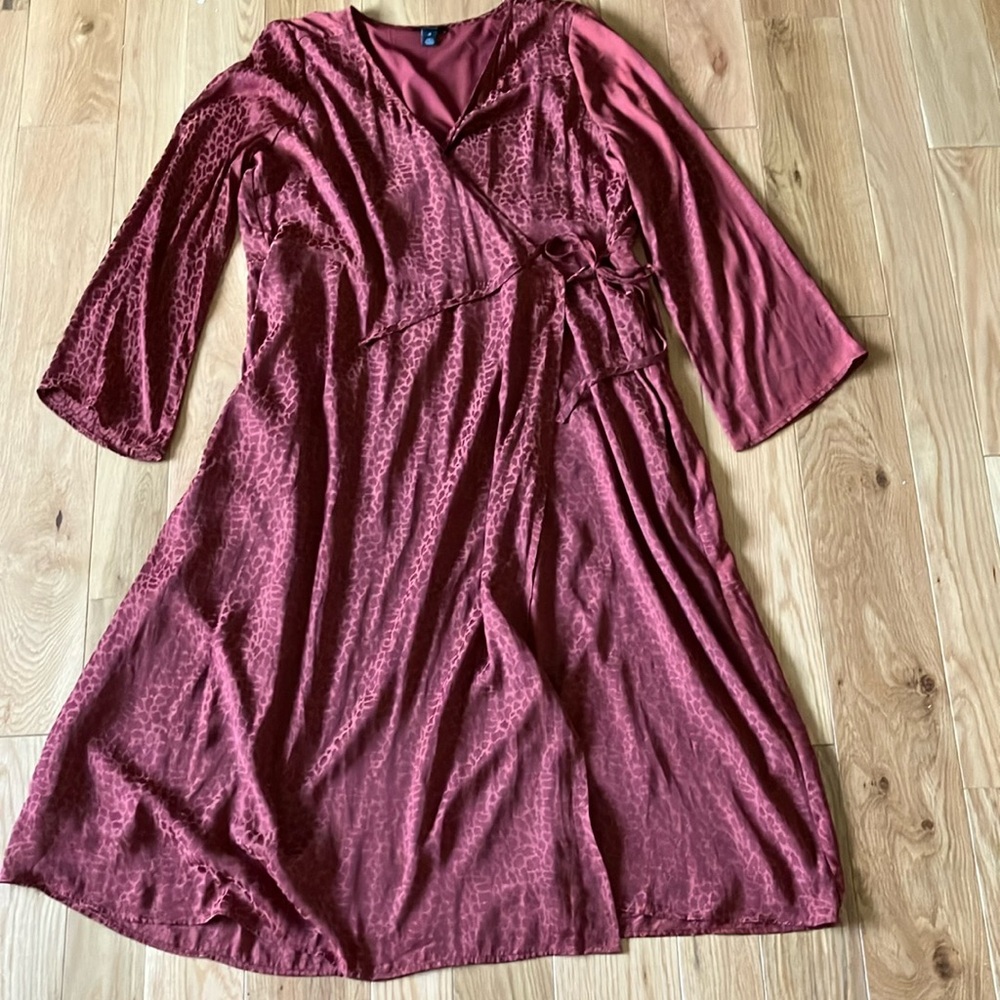 Halogen Long Sleeve Dress in Deep Red